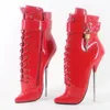 18 cm/7 Zoll Damen-Ballettstiefel, Spike-Metall-High-Heels, sexy Cross-Dressing-Cosplay-Schuhe für Herren, spitze Zehenpartie, mit Schloss, große Größe 45,46