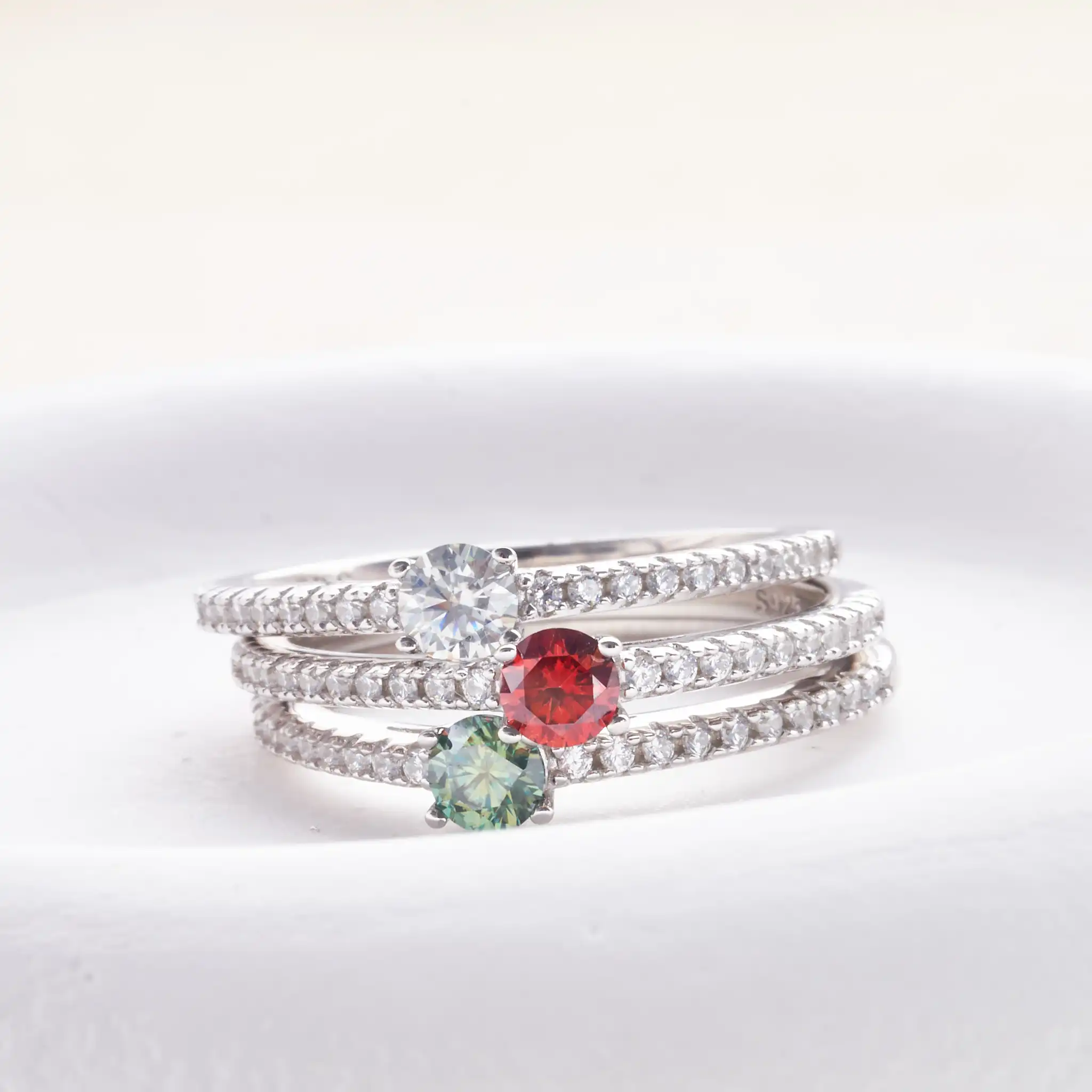 Brillant schliff 0,3 Karat 4mm Moissan ite Ring Diamant tester vorbei d Farbe Moissan ite Verlobung sring koreanischen Stil edlen Schmuck Image