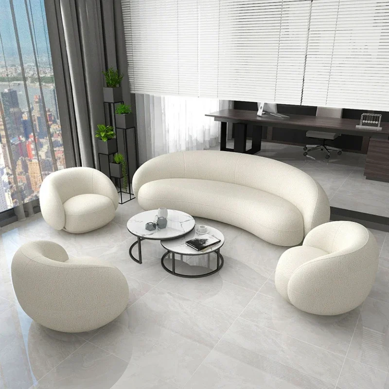 Nordic Rezeption Sofa Einfache Moderne Wohnzimmer Kleine Wohnung Kreative Rund Arc Sofa Net Promi Möbel Couch Muebles Image