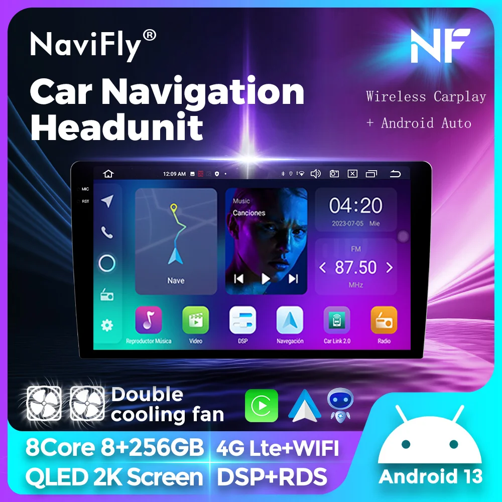 Navifly 2 din Autoradio 7862 intelligentes System All-in-One Autoradio Head Unit Carplay Autoradio für universellen 9/10-Zoll-Bildschirm auto intelligentes system autoradio car acesssories gps tracker Image