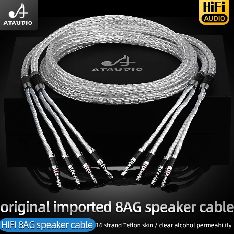 HIFI 2 zu 2 Banana Lautsprecher Kabel Hifi Audio Kabel High-End Audio Verstärker Ein Paar Kupfer Jack OCC silber überzogene Lautsprecher Kabel