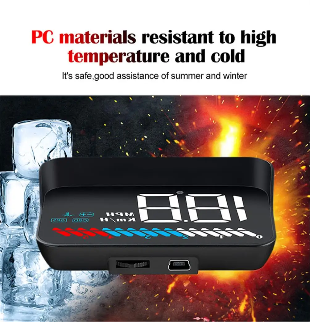 Head-up-Display m7 obd2 Auto Hud Dual-System-Projektion spielen und stecken große Schrift Display Dashboard GPS Tacho für Fahrzeug Auto Image