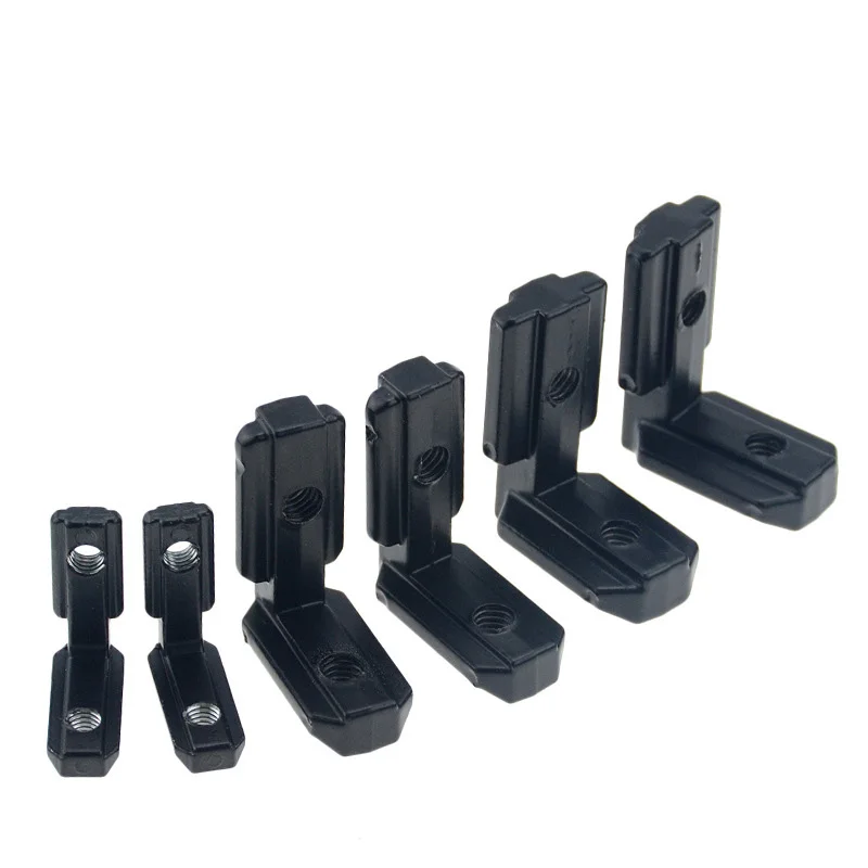 10 teile/paket 2020 Schwarz L Form Innen Ecke Stecker Joint Halterung mit schrauben für 2020 3030 4040 EU Aluminium Profil Image