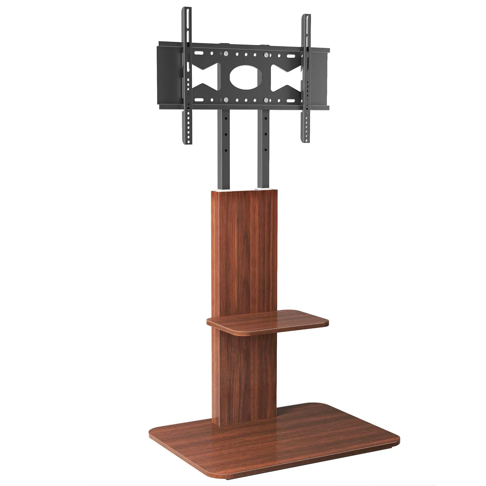 TV Ständer Holz, TV Standfuss Höhenverstellbar Fernseher Halterung mit Ablage Universal für 32”-65”, VESA 600x400mm, bis Max 40kg Image