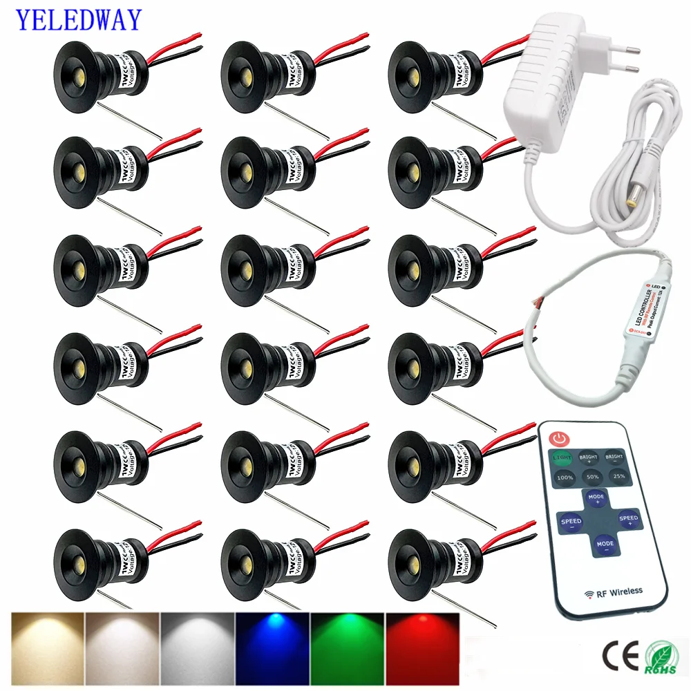 1w Mini Spot LED Licht 12V mit Fernbedienung dimmbar Down light Ktv Party Spotlight Decke Treppe Vitrine Schrank Lichter