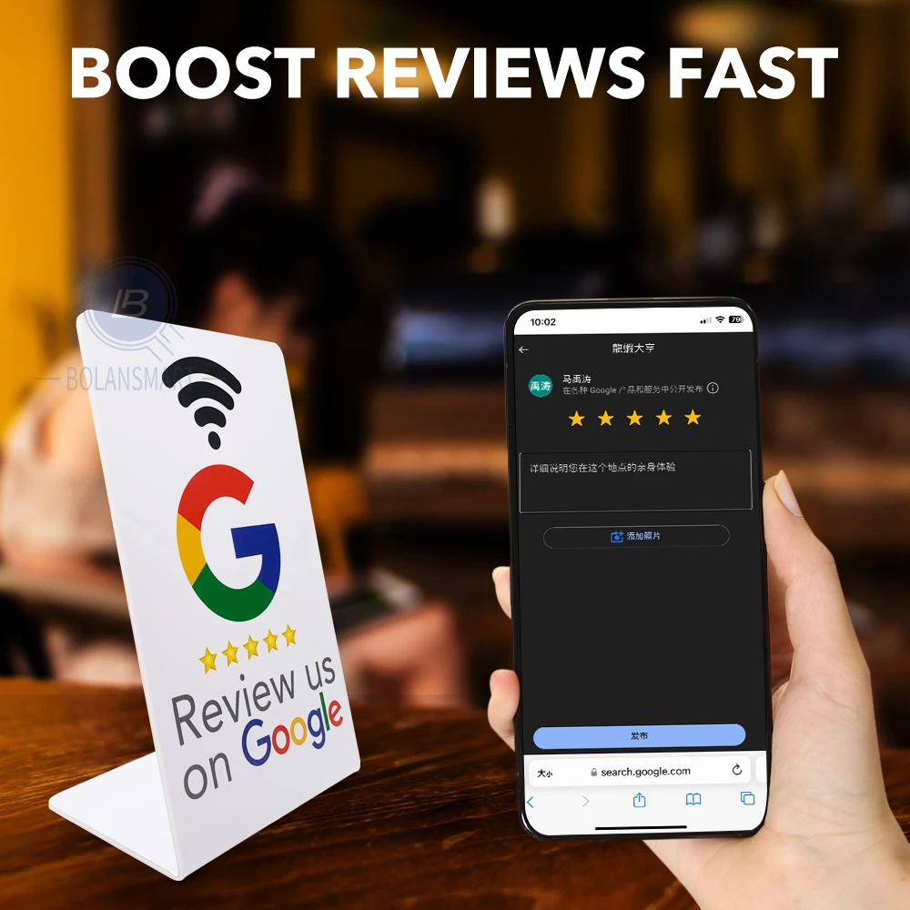 1pcs 13,56 mhz ntag215 google review karten für android/iphone tap url schreiben social business review karten standard nfc instagram
