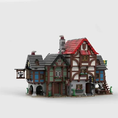 Neue bausteine moc europäische mittelalter liche straßen ansicht schneiderhaus allee schmiede schmied diy kreative ideen kinds pielzeug geschenk Image