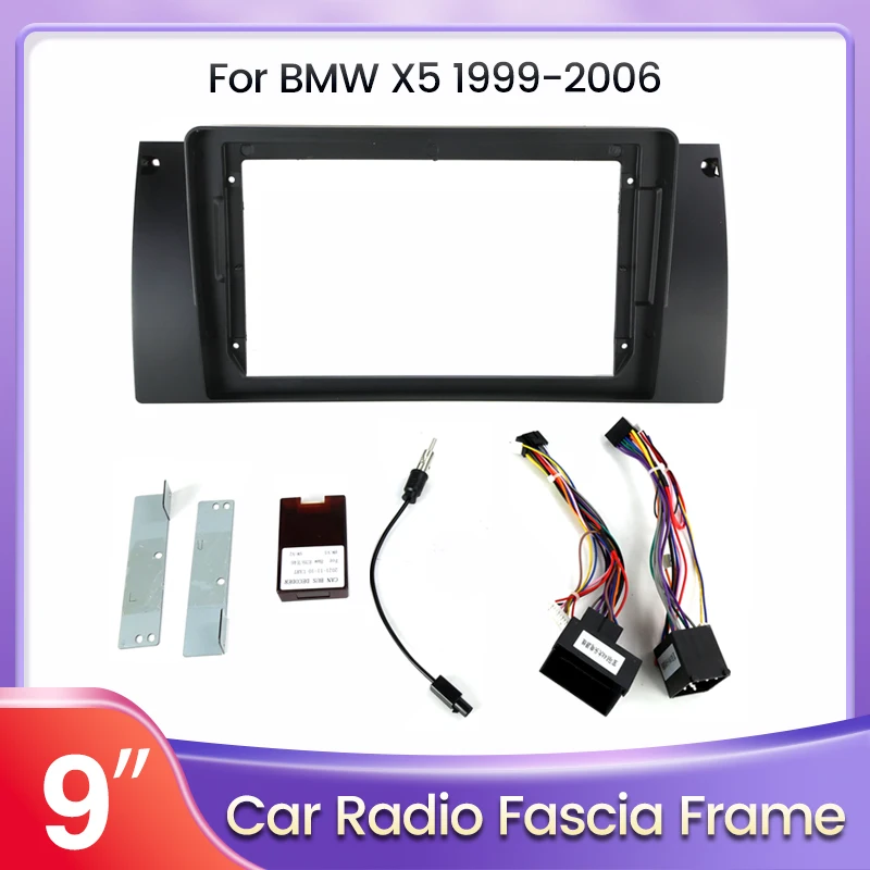 9 zoll Auto Radio Fascia Rahmen für BMW 5 Serie E53 E39 Doppel 2Din Stereo Panel Platte Dash Installation montieren Lünette Trim Kit Kann Image