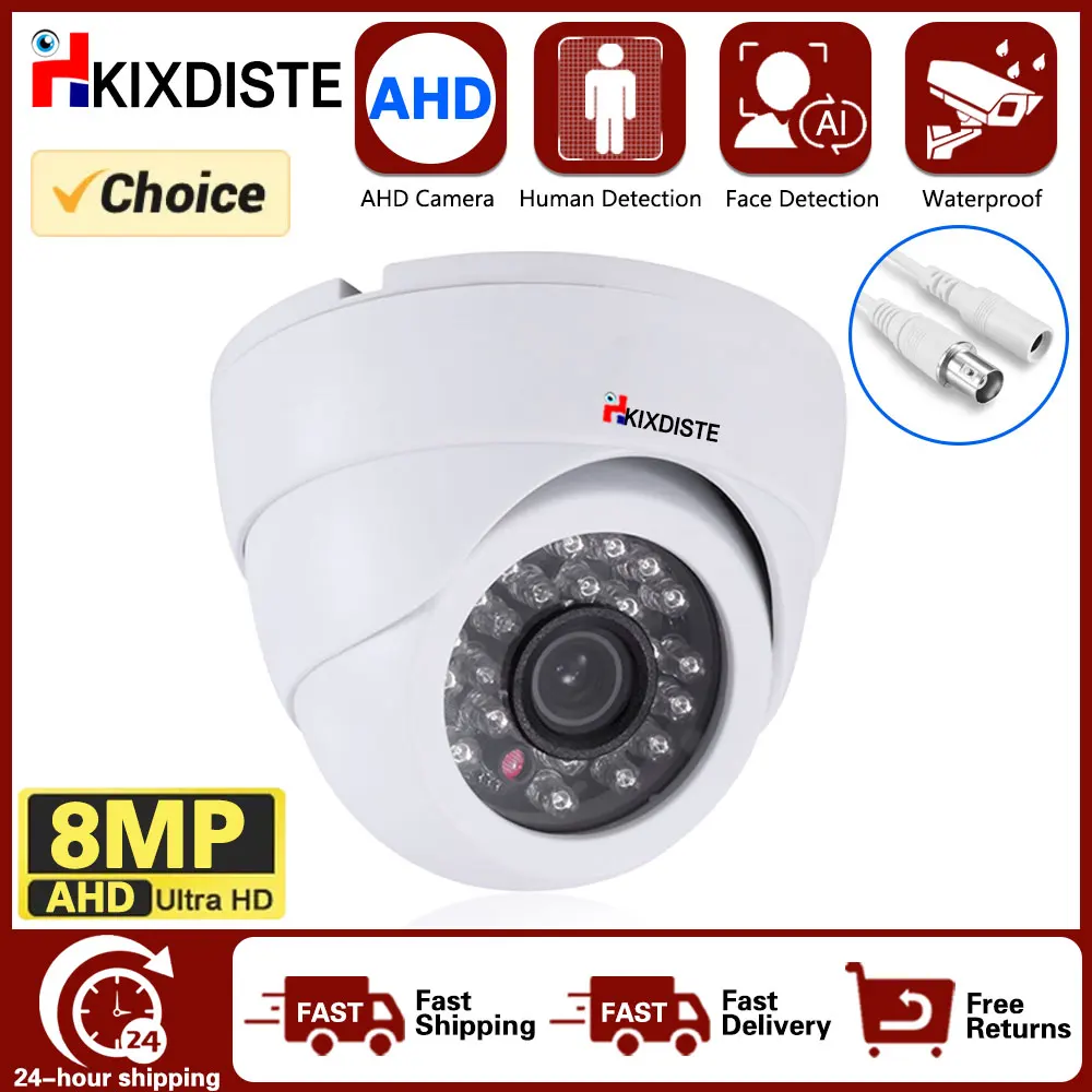 Ahd kamera 8mp hoch auflösende kabel gebundene haus überwachung infrarot nachtsicht bnc cctv sicherheit außen kuppel kamera wasserdicht Image