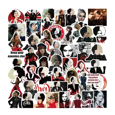 50 teile/paket Disney Film Cruella De Vil Cruella Aufkleber Skateboard Telefon Gepäck Laptop Gitarre Image