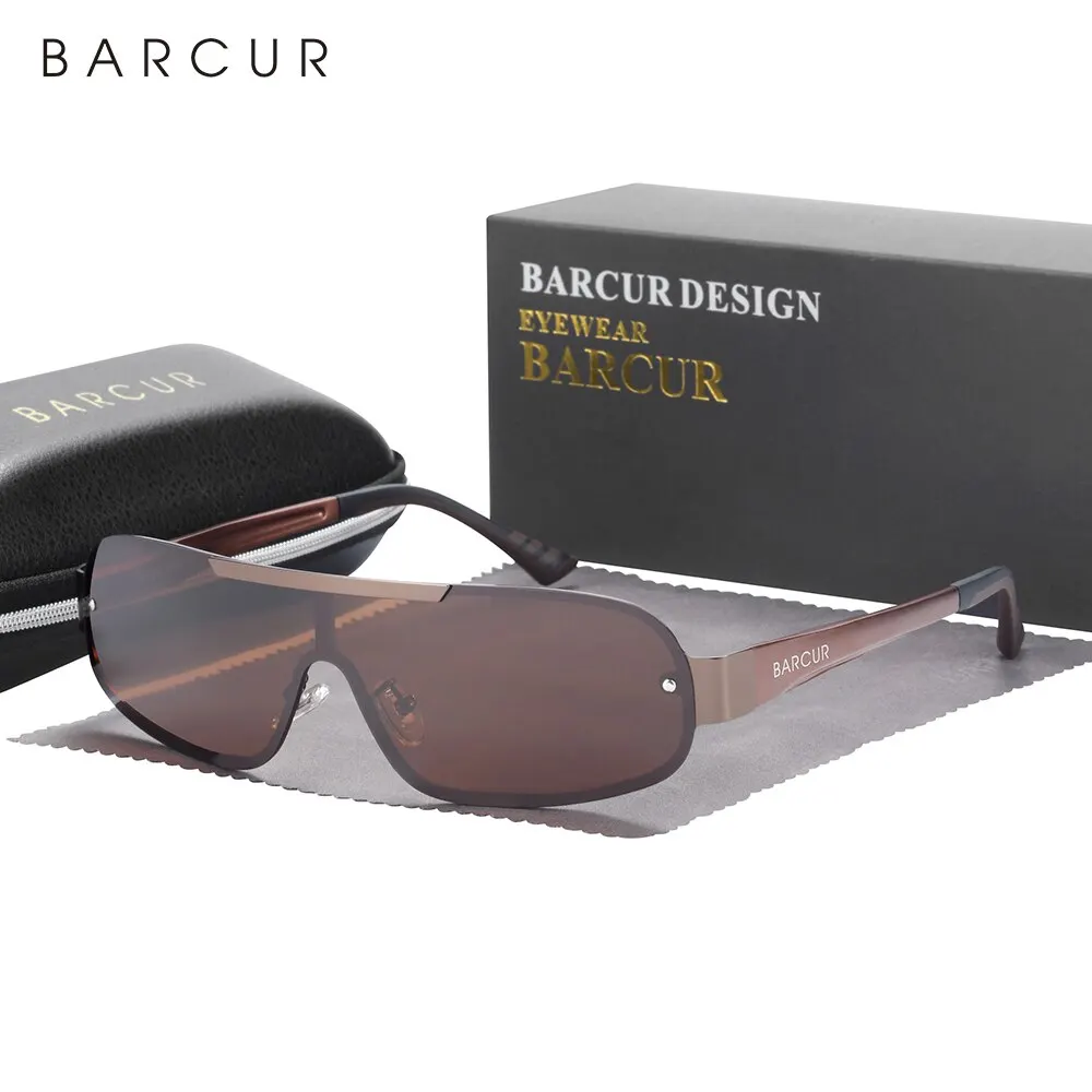 Barcur sport sonnenbrille für männer polarisiert pilot aluminium schmal mann sonnenbrille frauen uv400 oculos de sol Image