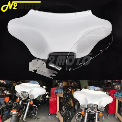 Weiße abnehmbare Batwing-Verkleidung, 6 x 9 Lautsprecher, Stereo, für Harley Road King FLHRS FLHR CVO 1994–2013, Frontscheinwerfer-Verkleidungsset