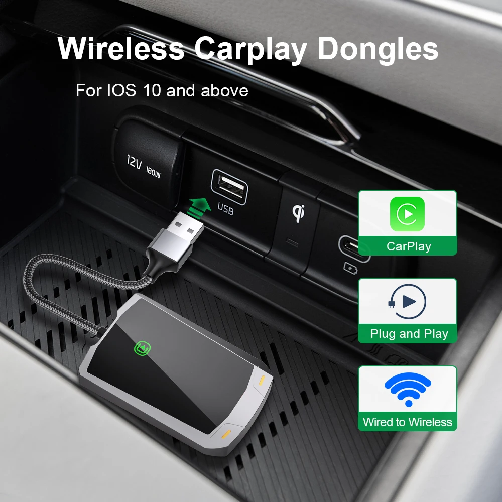 Kabelloser Carplay-Adapter wandelt kabelgebunden in kabellos um. Passend für Autos, Audi, Toyota, Mazda, Nissan, Chevrolet, einfache Verwendung, stabile Verbindung Image