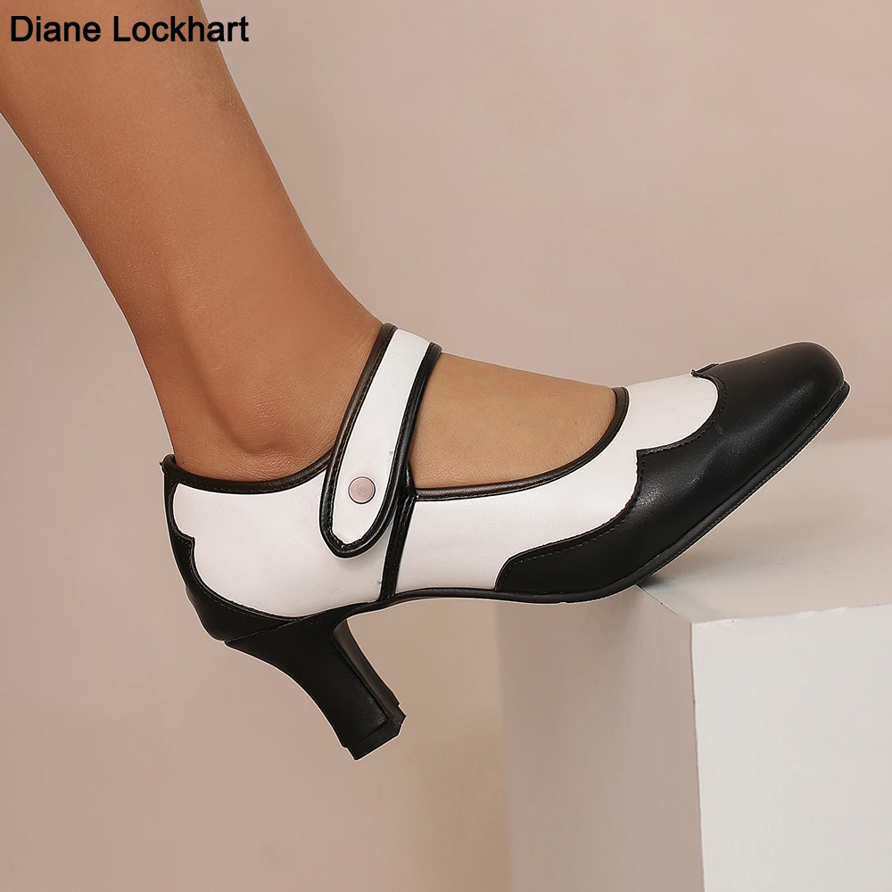 Frauen High Heels Schnalle Mary Janes Plattform Schuhe Frau Pumpen Kleid Schuhe Retro Damen Salsa Tanz Schuhe 2025, Neue