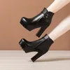 10 cm 13 cm Große Größe 32-43 Dicken Boden Stiefel frauen Plattform Schuhe Winter 2023 Block High