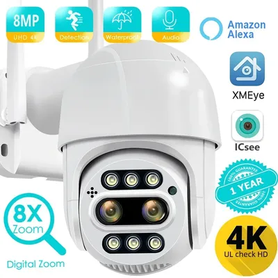 8MP 4MP 4K PTZ IP Kamera 8x Zoom Dual Objektiv Menschliches Erkennen CCTV Kamera Outdoor CCTV Wifi Video überwachung Kamera
