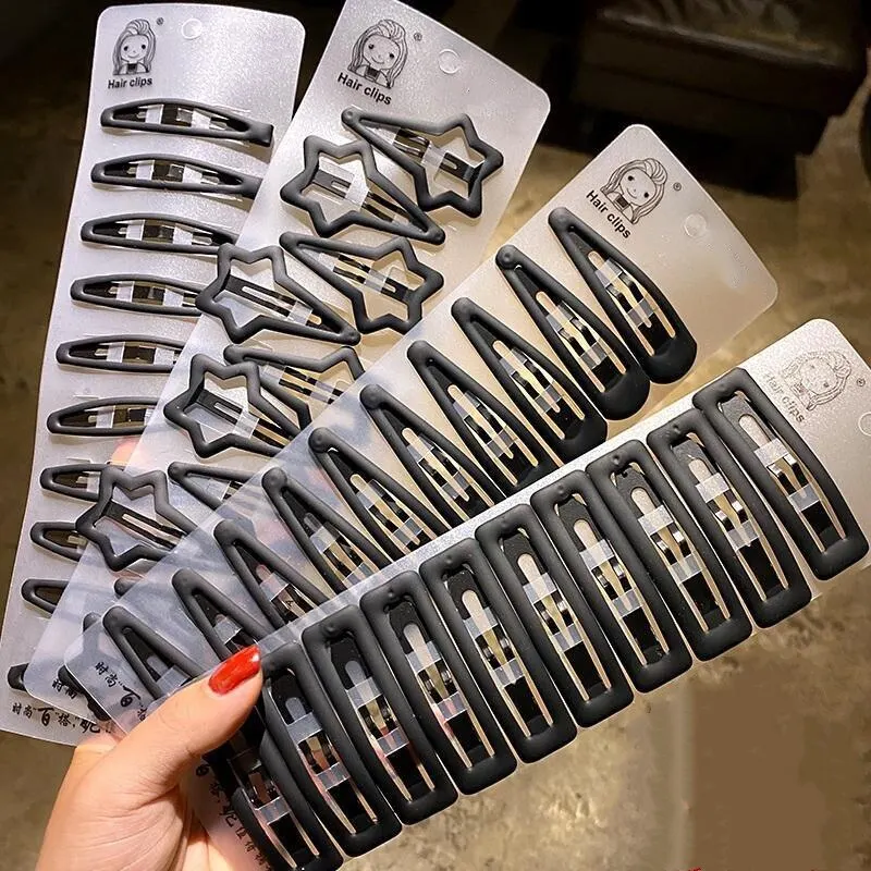 10 20 stücke Nicht Slip Matt Schwarz Legierung Haarnadel Große Wasser Tropfen Geometrische Solide Bobby Pin Frauen Make-Up Haar Clip barrettte Image