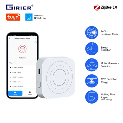 Girier Tuya ZigBee menschlicher Präsenz sensor Smart Motion Detector mit 24GHz mmWave Radar für die Sicherheit zu Hause unterstützt Smart Life App