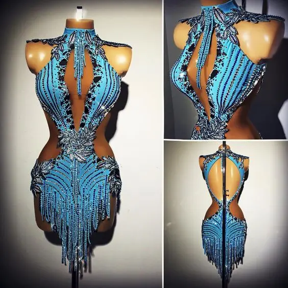 Latin dance kleid dame latin kleid für frauen latin dance kostüm sexy latin kleid türkis latin tragen für wettbewerb GOODANPAR