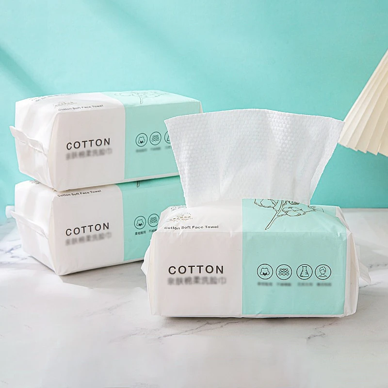 100 Pumpen, verdicktes Einweg-Gesichtshandtuch, 100 Baumwolle, weicher Stoff, Reisen, Reinigung, trocken, nass, Make-up-Entferner, Perlenbaumwolle, wiederverwendbar Image