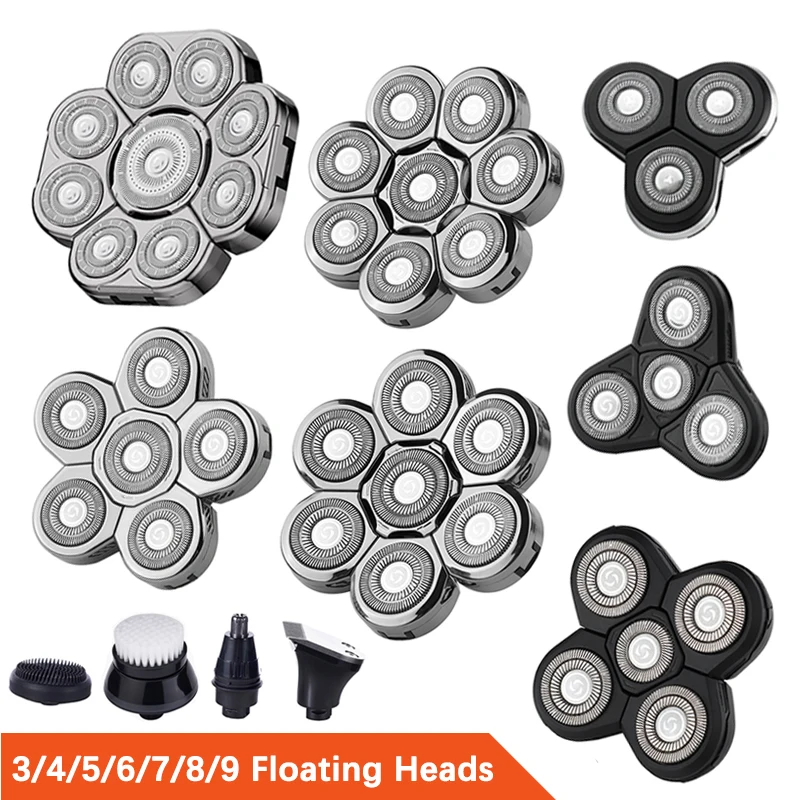 Austauschbarer 3d 4d 5d 6d 7d 8d 9d schwimmender Elektro rasierer kopf Ersatz nasen schneider Haars ch neider und Gesichts reinigungs massage kopf Image