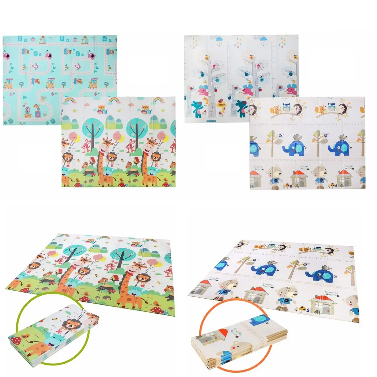 Baby-Spielmatte, faltbar, Baby-Krabbelunterlage, wendbar, verdickt, für Kinder, Boden, Fitnessstudio, rutschfest, große Spielmatte, BPA-frei, 200 x 180 cm Image