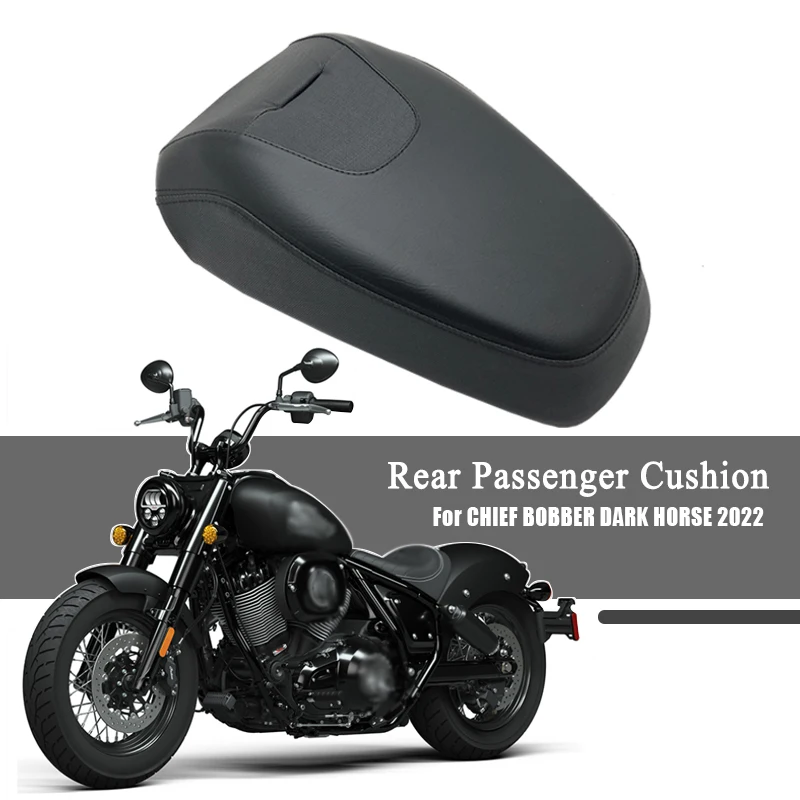Passend für INDIAN CHIEF BOBBER DARK HORSE 2022, hinteres Beifahrerkissen, Soziussitz, schwarzer weicher Kunstleder-Padbezug Image