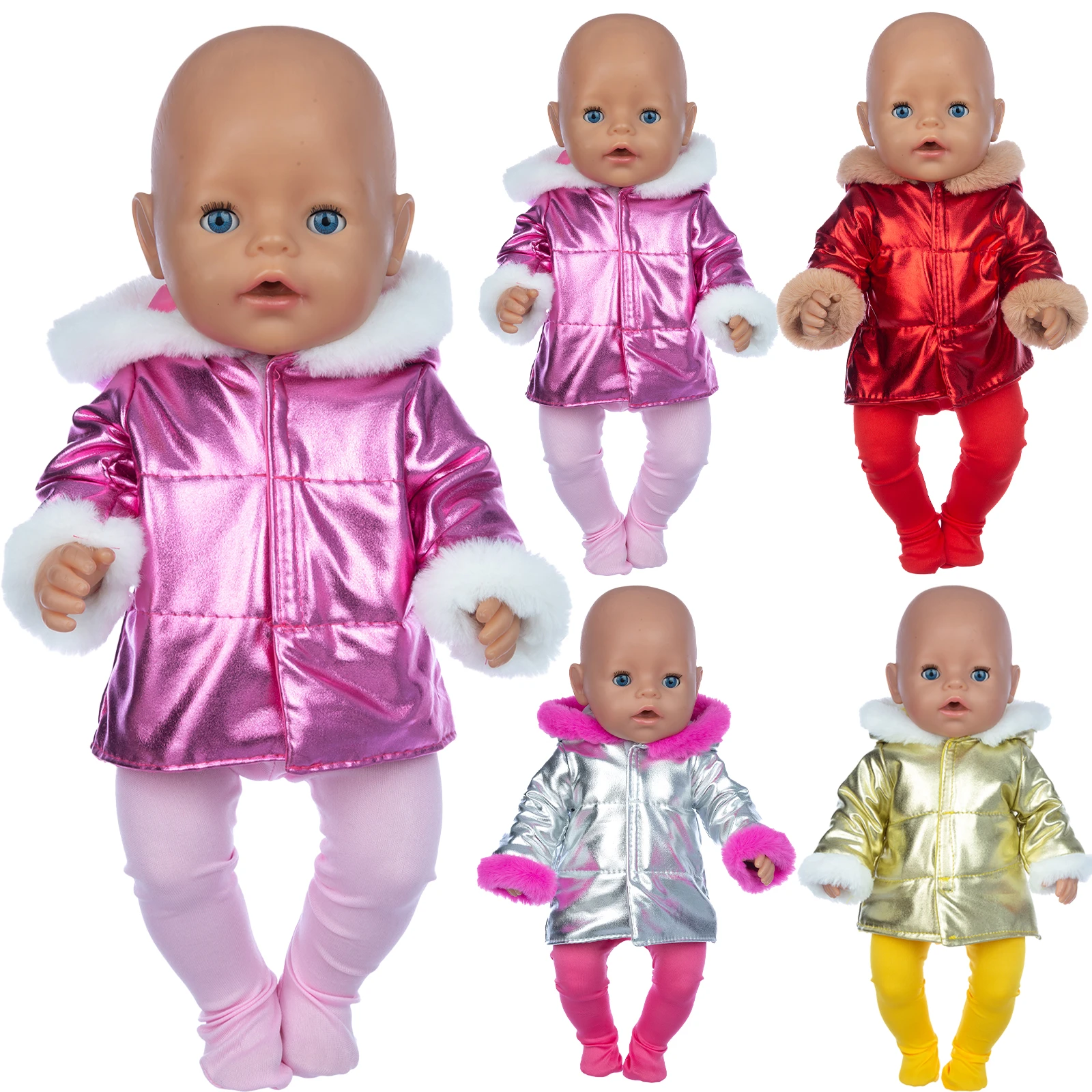Neue Daunenjacke + Leggings Puppenkleidung passend für 18 Zoll/43 cm Baby Neugeborene Puppenkleidung Reborn Puppenzubehör Image