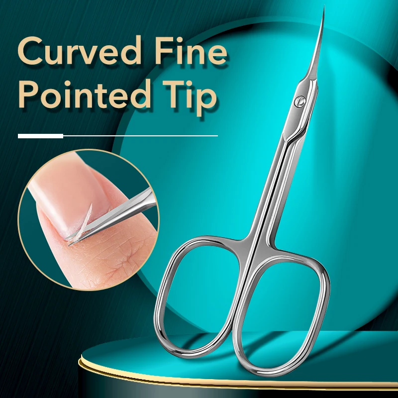 Russische Maniküre-Schere, Nagelhaut-Nachwuchs-Schnitt, gebogene Spitze, Nagel- und Pediküre-Pflege, professioneller Entferner für abgestorbene Haut aus Edelstahl Image