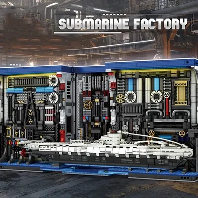 3466 Stück U-Boot Fabrik Buchs tütze Bausteine Militär U-Boot Fabrik Modell Ziegel Desktop-Display Spielzeug für Kinder Weihnachts geschenke Image