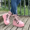 Damen stiefeletten im Punk-Stil mit Nieten-Schnallen dekor und Keil absatz