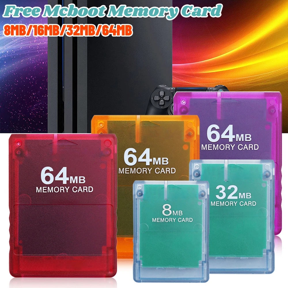 Für ps2 fmcb Speicher karte 8mb/16mb/32mb/64mb kostenlose mcboot Speicher karte für Sony Playstation 2 Spiele konsolen transparente Shell