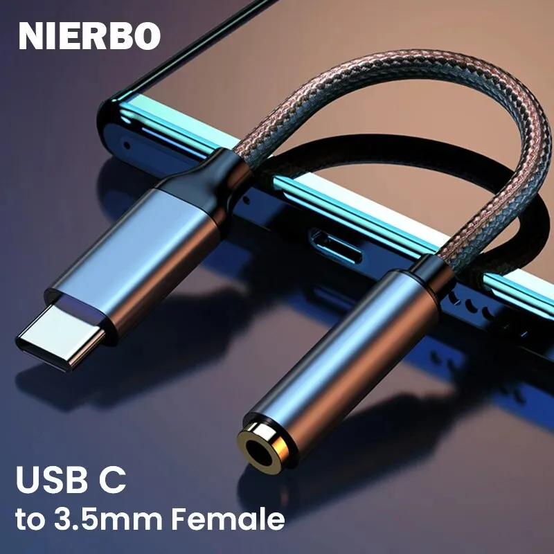 NIERBO USB C auf 3,5 mm Buchse Kopfhöreranschluss-Adapter Typ C auf Aux Audio Dongle-Adapter für Samsung Galaxy iPad Pro Pixel Image