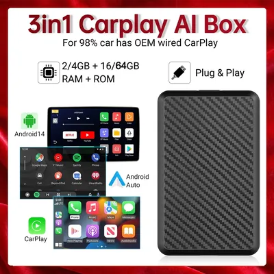 Android14 CarPlay Mini Box verkabelt mit kabellosem Android-Auto Mini-Dongle WiFi-Unterstützung Waze WhatsApp Netflix Youtube Plug&Play-Box