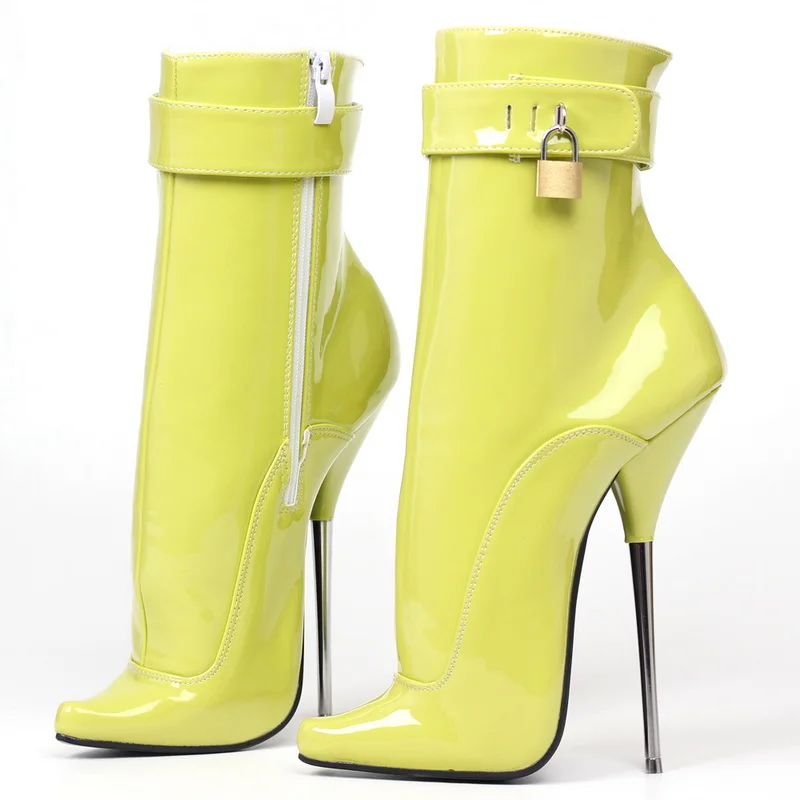 Caca 18cm High Heels Balletts tiefel, Bühnenshow Jazz Pole Dance Schuhe, sexy abschließbare Knöchel Botas Lack leder, grün, benutzer definierte Farben,