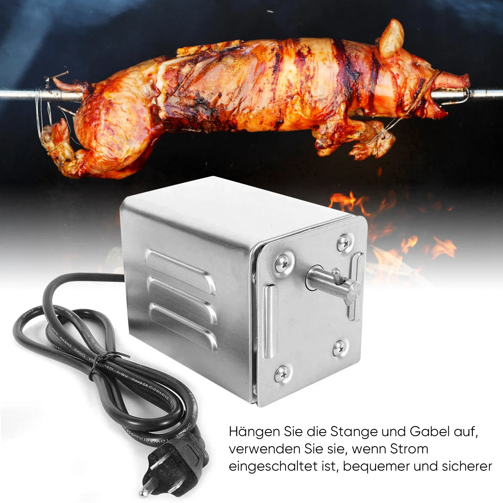 BBQ Grill Röster Elektromotor Ziege Schwein Huhn BBQ Spieß Rotisserie Outdoor Grill Zubehör SP-S40 Edelstahl Image