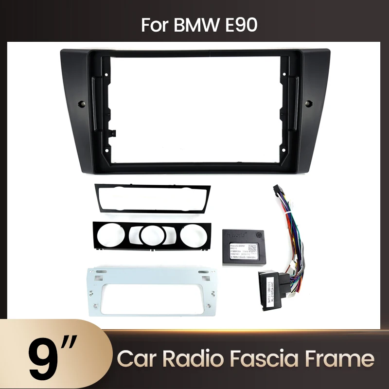 9 zoll 2din Auto Radio Fascia Rahmen Adapter Für BMW E90 3 Serie E91 E92 E93 Auto Multimedia Stereo netzkabel Dash Panel Trim Kit Image