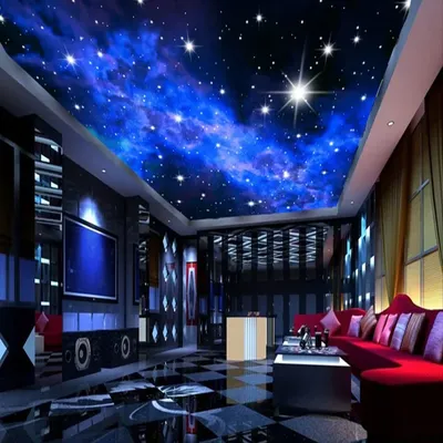 Innen Decke 3D Sterne Wandverkleidung Benutzerdefinierte Foto Wandbild Tapete Wohnzimmer Image