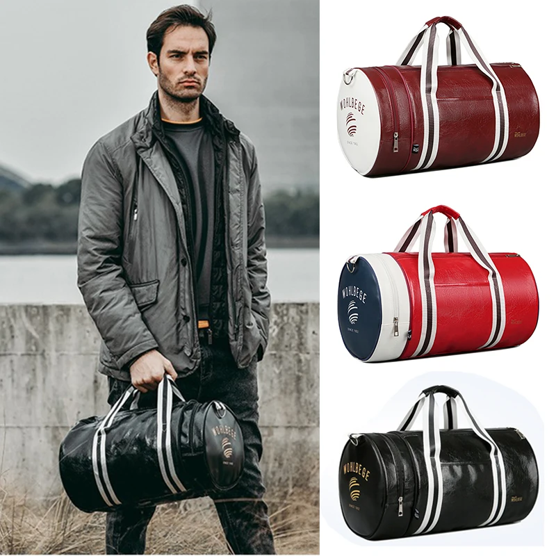 Sporttasche PU Leder Reisetaschen Duffle Männer Sport Fitness Business Casual Gepäck Handtasche Schuhe Schulter Wochenende Outdoor Tasche