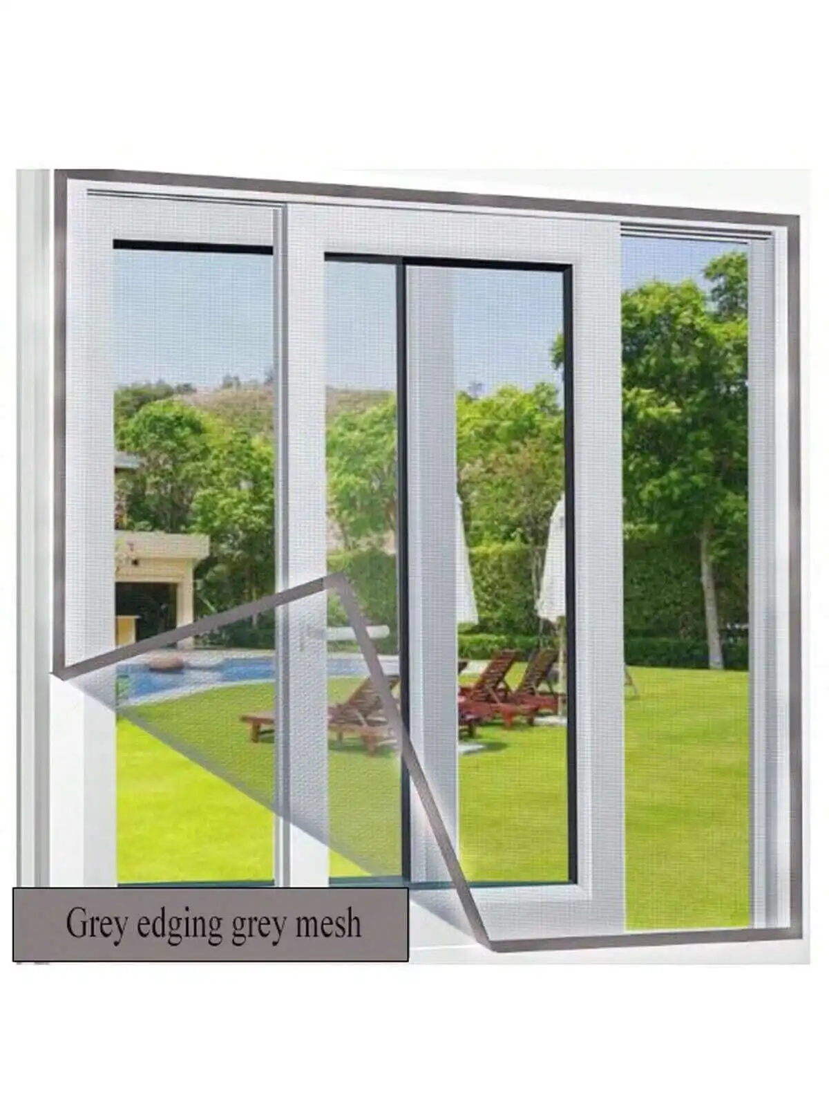 1 Stück Anti-Mücken-Fenstergitter, selbstklebende Fenstermücken, komplett grau, grau, Netznetz, insektensicher, Türmücken für Fenster