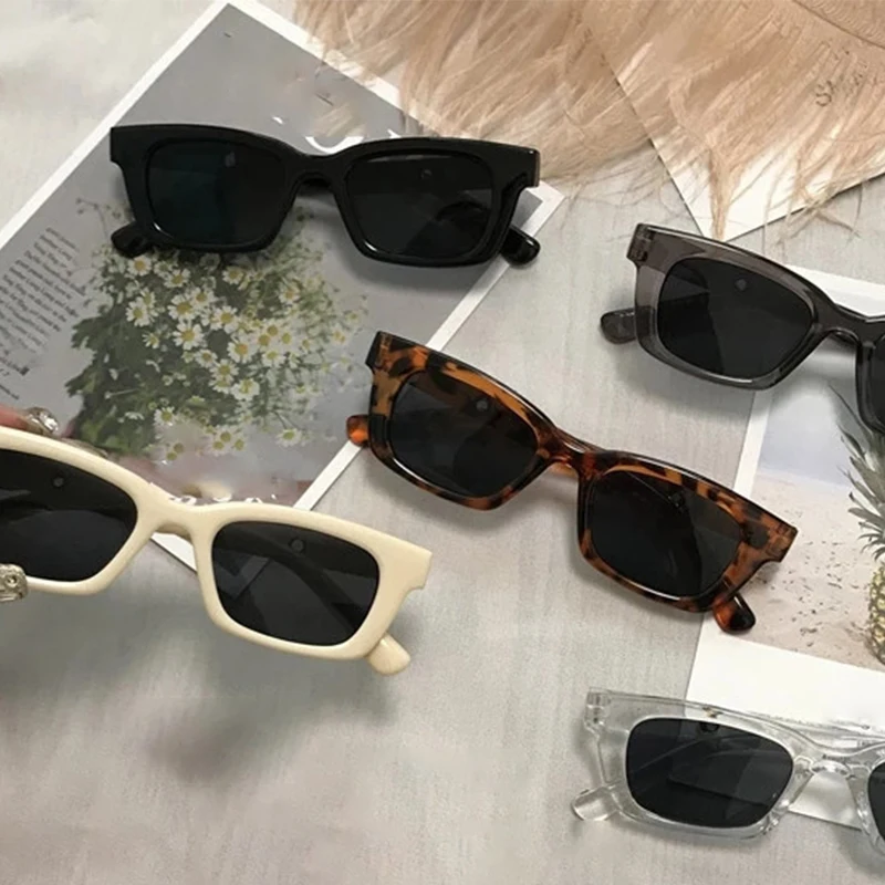 Rechteckige Vintage-Sonnenbrille, Designer-Retro-Sonnenbrille, weibliche Dame, Brille, Cat-Eye-Sonnenbrille Image