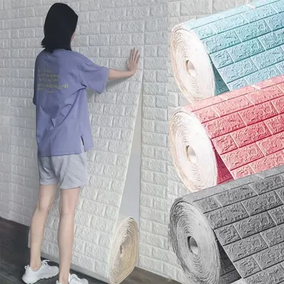 DIY 3d Wanda uf kleber Tapeten rolle selbst klebende Schaum Ziegel weiche Küche Raum Wand dekoration Wand paneele Hintergrund Wand dekoration Image