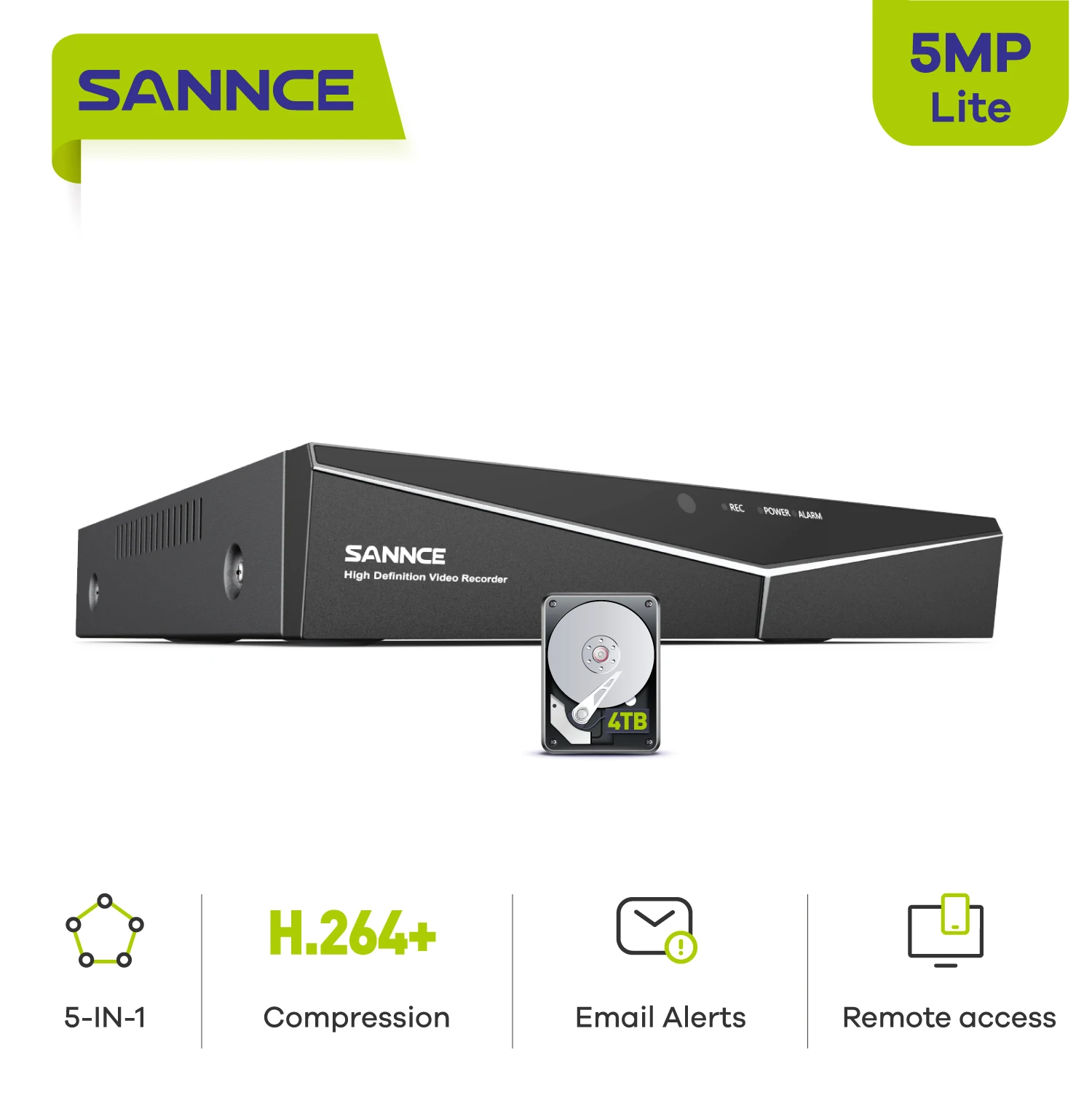 SANNCE 8CH 5MP-N Super HD CCTV DVR H.264+ Überwachungs-Digitalvideorecorder für 2 MP/3 MP/5 MP Anolog-Kamera Image