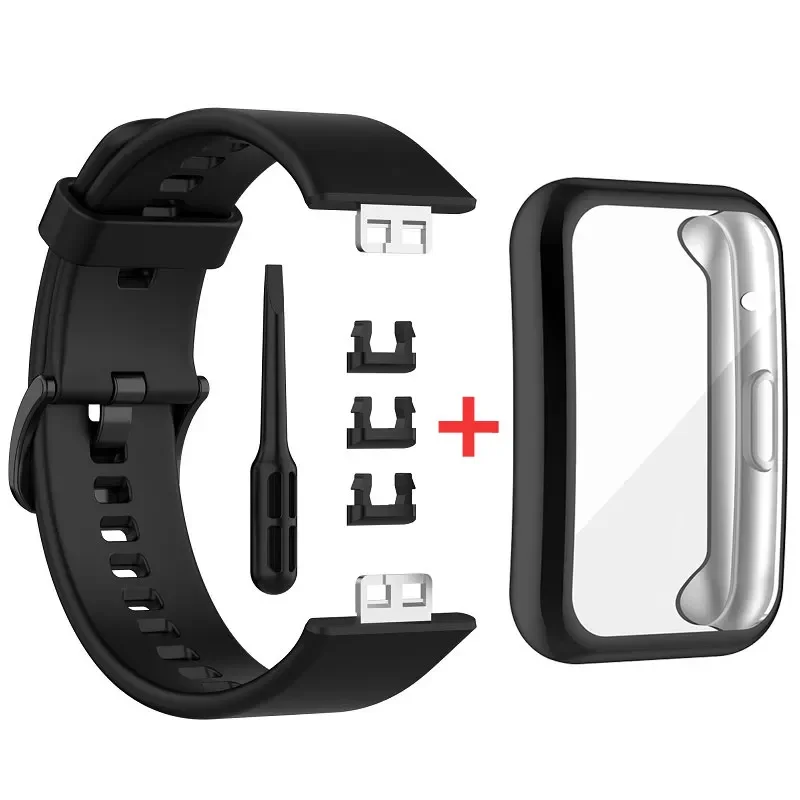 Silikon-Uhrenarmband + Hülle für Huawei Watch Fit Armband Ersatzband Mehrfarbige Schutzhülle Zubehör Band Image