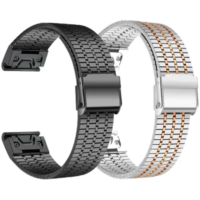 Quick Fit Edelstahlarmband für Garmin Watch Fenix 6 7 Pro 5 Plus 5s 6s 7s Keine Lücken 26mm 22mm 3HR Image