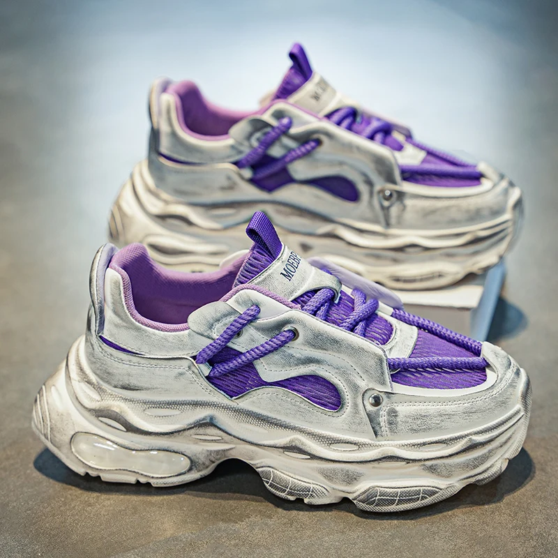Designer lila Herren Vintage Turnschuhe lässig atmungsaktiv Laufsport schuhe Männer Plattform Trainer Straße klobige Turnschuhe männlich