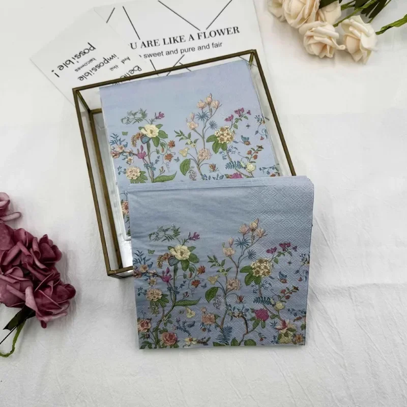 20 stücke/pac 33cm bedruckte Servietten Premium bunte Blumen Papiers ervietten Geburtstags feier Tischset Papier Schmetterling Knochen Bart Papier Image