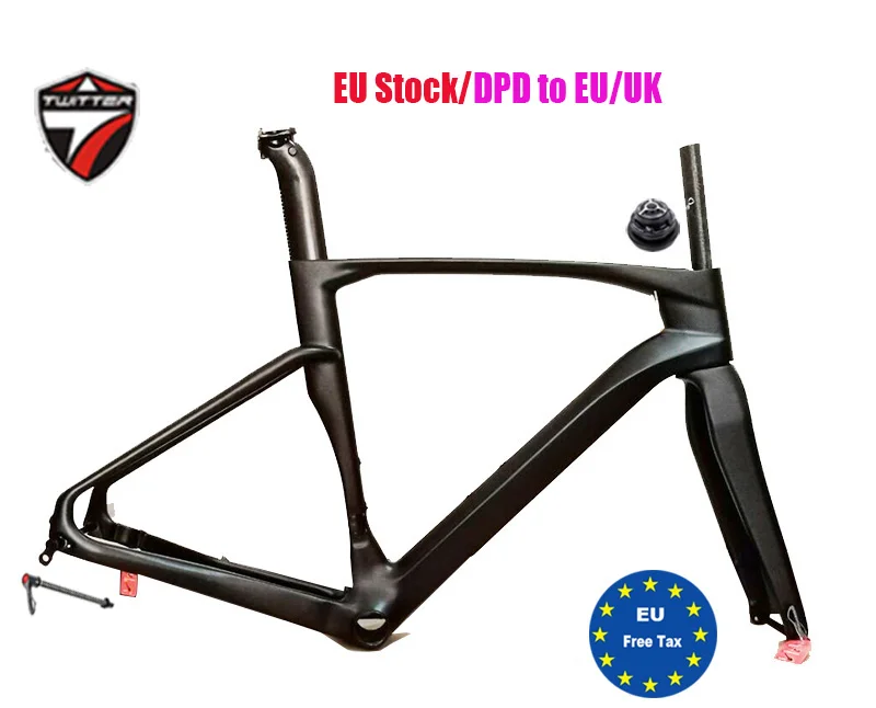 Carbon Fahrradrahmen Gabel Twitter V2 Kies Steckachse 12x142mm Ultraleichte Scheibenbremse Cyclocross 700C 40mm Rahmenset EU Lager DPD Image