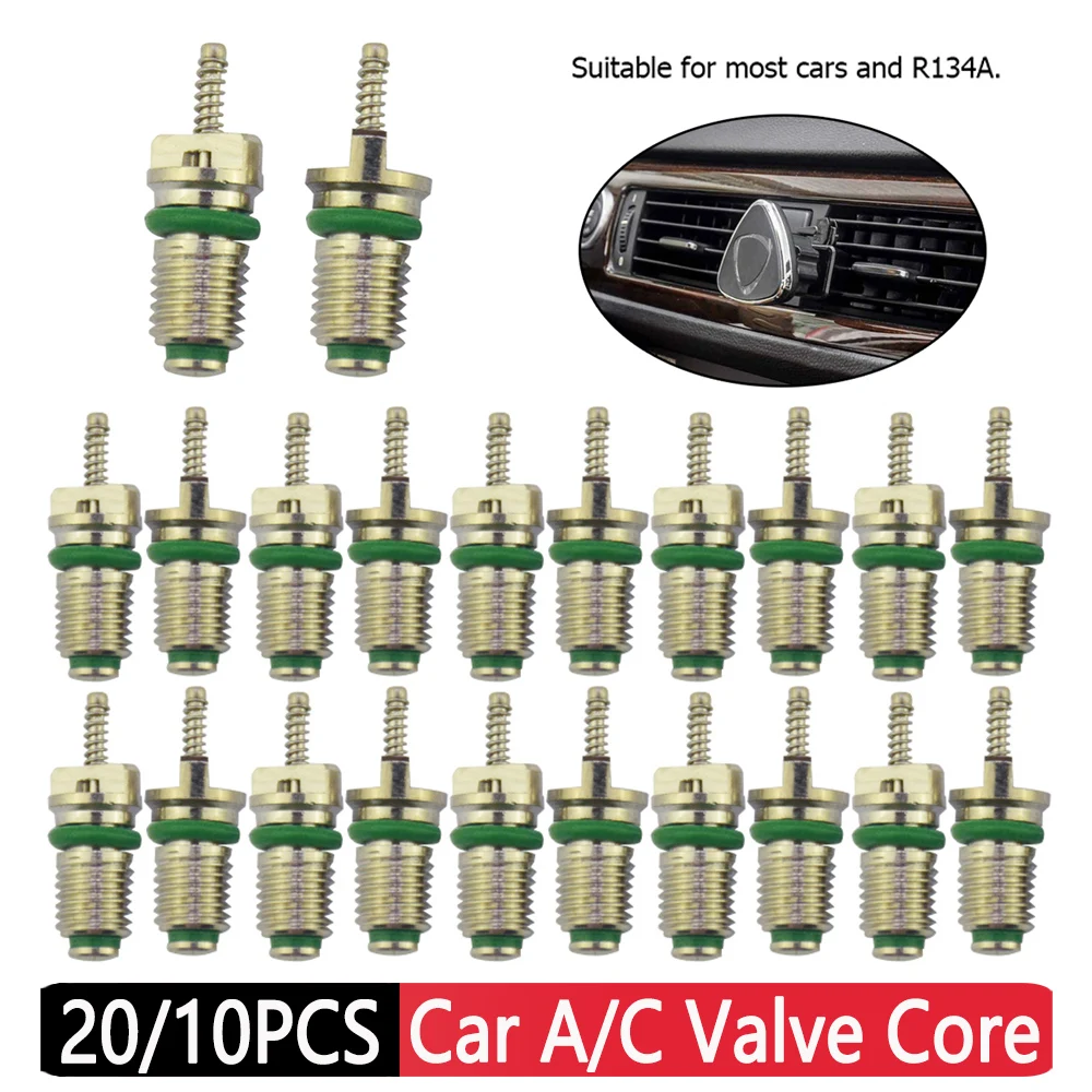 20/10 stücke r134a Auto A/C Ventil kerne Kfz-Klimaanlage Ventil kerne grün Kupfer Sortiment Kit Auto A/C Ventil kern Image