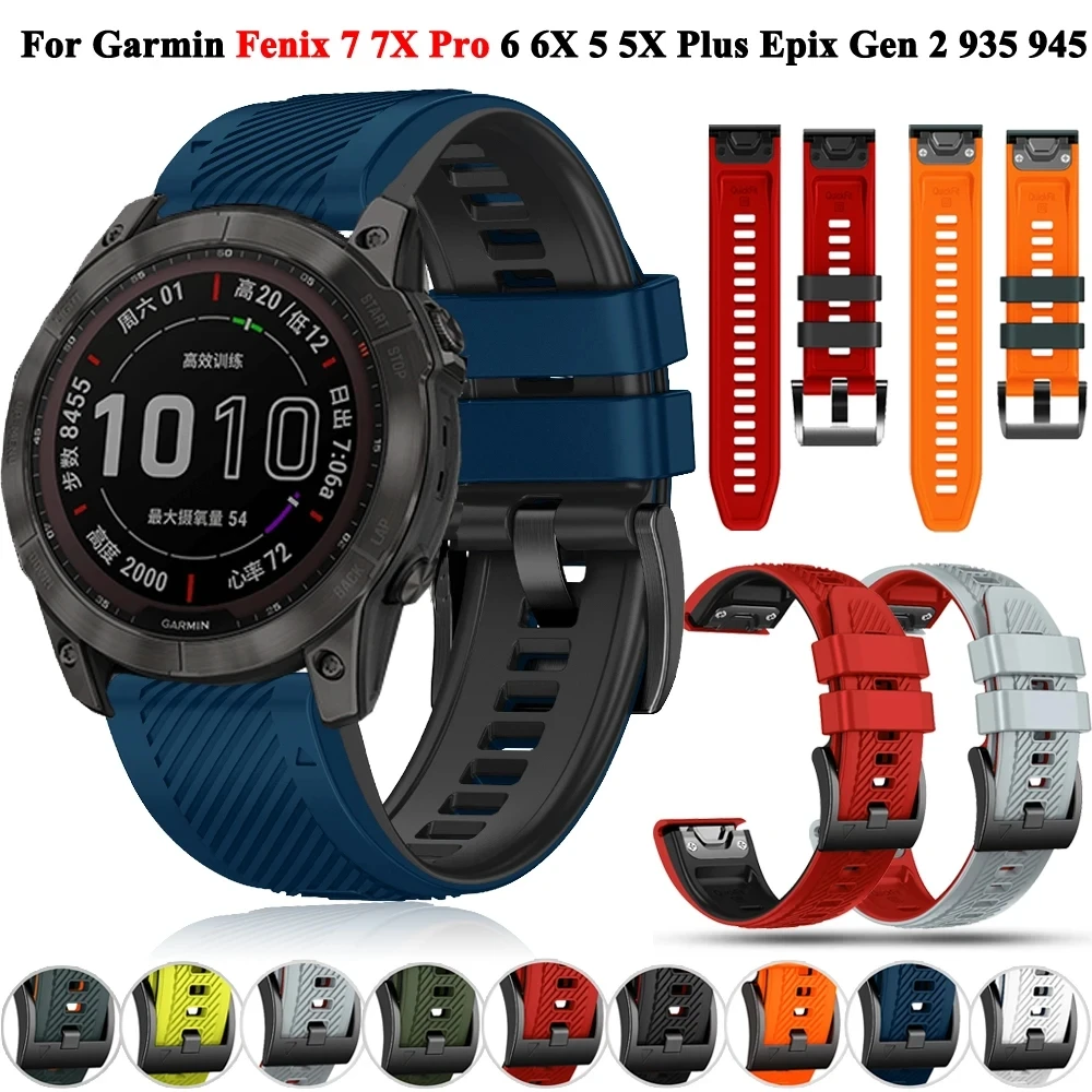 Riemen 22 26mm für Garmin Fenix 7x7 6x6 Pro Solar 5x plus 945 Silikon band Epix Gen 2 47mm 51mm mk2i mk2 Tactix Bravo Armband Image